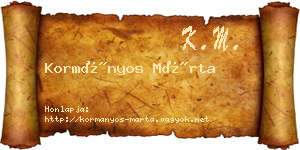Kormányos Márta névjegykártya