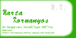 marta kormanyos business card